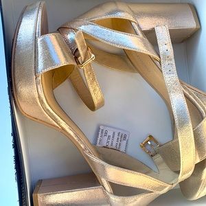 Gold platform heels